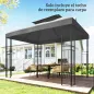 Toldo de Recambio 4x3 m con Techo Doble Orificios de Drenaje y Protección UV Solo Toldo NO Incluye Marco Gris