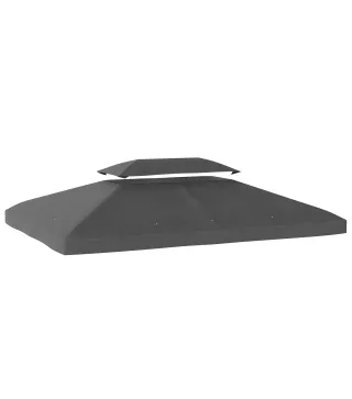 Toldo de Recambio 4x3 m con Techo Doble Orificios de Drenaje y Protección UV Solo Toldo NO Incluye Marco Gris Oscuro