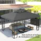 Toldo de Recambio 4x3 m con Techo Doble Orificios de Drenaje y Protección UV Solo Toldo NO Incluye Marco Gris Oscuro