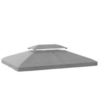 Toldo de Recambio 4x3 m con Techo Doble Orificios de Drenaje y Protección UV Solo Toldo NO Incluye Marco Gris Claro