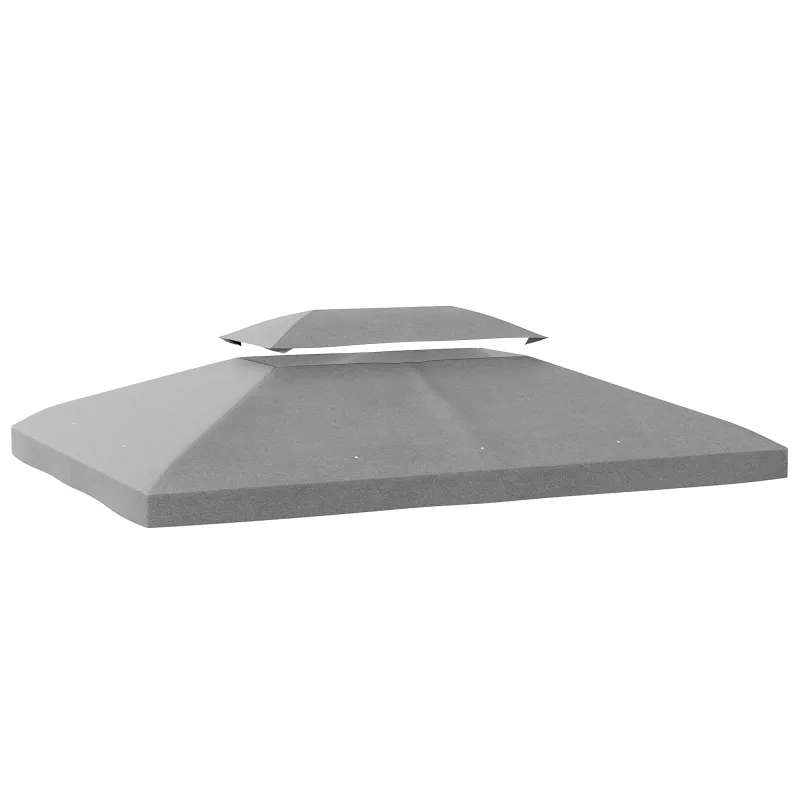 Toldo de Recambio 4x3 m con Techo Doble Orificios de Drenaje y Protección UV Solo Toldo NO Incluye Marco Gris Claro