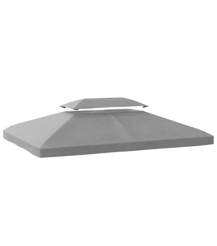 Toldo de Recambio 4x3 m con Techo Doble Orificios de Drenaje y Protección UV Solo Toldo NO Incluye Marco Gris Claro