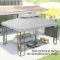 Toldo de Recambio 4x3 m con Techo Doble Orificios de Drenaje y Protección UV Solo Toldo NO Incluye Marco Gris Claro