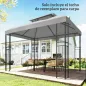 Toldo de Recambio 4x3 m con Techo Doble Orificios de Drenaje y Protección UV Solo Toldo NO Incluye Marco Gris Claro