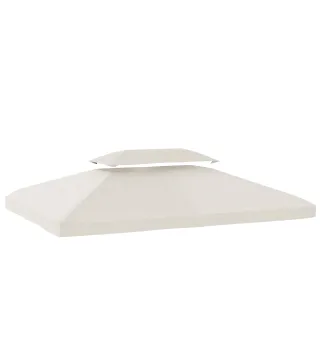 Toldo de Recambio 4x3 m con Techo Doble Orificios de Drenaje y Protección UV Solo Toldo NO Incluye Marco Crema