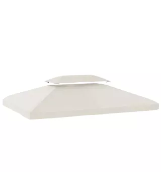 Toldo de Recambio 4x3 m con Techo Doble Orificios de Drenaje y Protección UV Solo Toldo NO Incluye Marco Crema