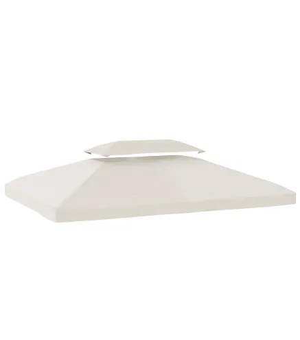 Toldo de Recambio 4x3 m con Techo Doble Orificios de Drenaje y Protección UV Solo Toldo NO Incluye Marco Crema