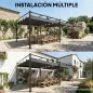 Pérgola de Jardín 6x3 m con Techo Retráctil Protección UPF50+ Drenaje Cenador de Jardín para Patio Exterior Gris Oscuro
