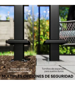 Pérgola de Jardín 6x3 m con Techo Retráctil Protección UPF50+ Drenaje Cenador de Jardín para Patio Exterior Gris Oscuro