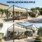 Pérgola de Jardín 6x3 m con Techo Retráctil Protección UPF50+ Drenaje Cenador de Jardín para Patio Exterior Crema
