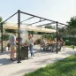 Pérgola de Jardín 6x3 m con Techo Retráctil Protección UPF50+ Drenaje Cenador de Jardín para Patio Exterior Crema