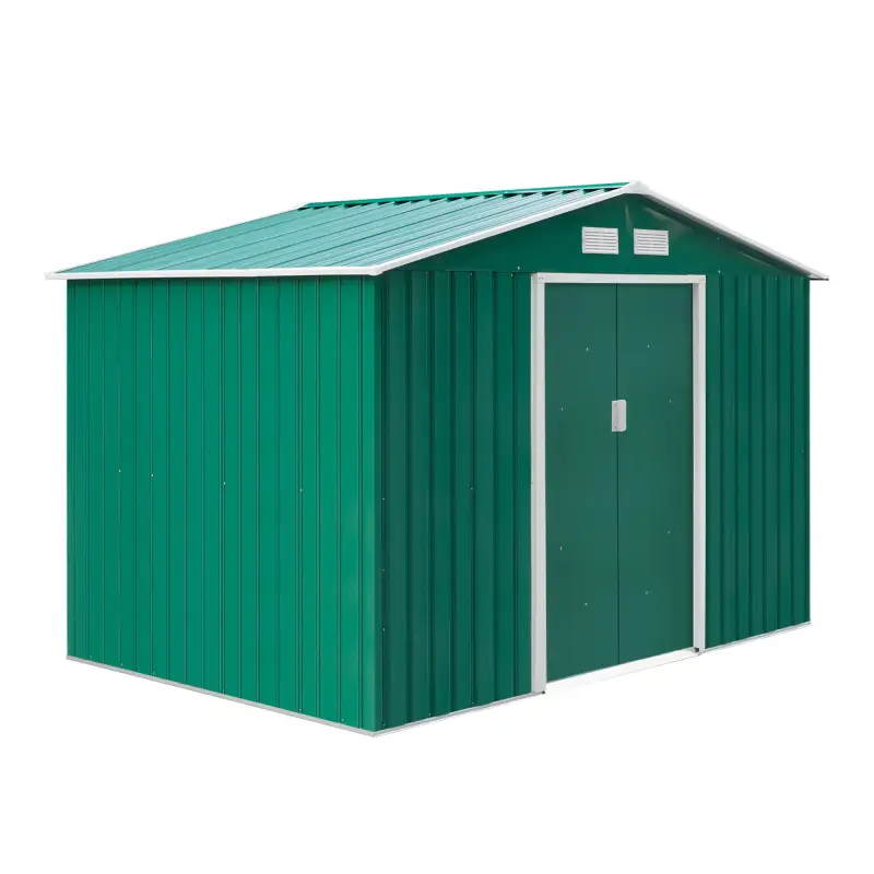 Cobertizo de Jardín 4,9 m² 277x195x192 cm con 2 Puertas Corredizas Base Refuerzo (Suelo NO Incluido) Verde Oscuro Cobertizo de Jardín 4,9 m² 277x195x192 cm con 2 Puertas Corredizas Base Refuerzo (Suelo NO Incluido) Verde Oscuro