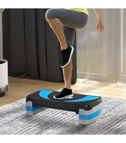 Step de Aeróbic, Step para Fitness Antideslizante con Altura Regulable 3 Niveles de 10/15/20 cm, Tabla Plataforma Stepper para E