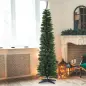 Árbol de Navidad Artificial Estrecho 180 cm con 390 Ramas y Base Desmontable Fácil de Montar Verde
