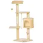 Árbol para gatos Rascador Grande con Plataformas Casetas Bolas de Juego 114cm Cubierto de Felpa Beige