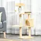 Árbol para gatos Rascador Grande con Plataformas Casetas Bolas de Juego 114cm Cubierto de Felpa Beige