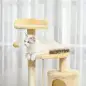 Árbol para gatos Rascador Grande con Plataformas Casetas Bolas de Juego 114cm Cubierto de Felpa Beige