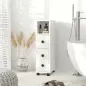 Armario de Baño con Ruedas Mueble Auxiliar para Baño con Estante Abierto Puerta y Cajón 18x30x68,5 cm Blanco