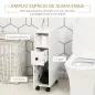 Armario de Baño con Ruedas Mueble Auxiliar para Baño con Estante Abierto Puerta y Cajón 18x30x68,5 cm Blanco
