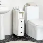 Armario de Baño con Ruedas Mueble Auxiliar para Baño con Estante Abierto Puerta y Cajón 18x30x68,5 cm Blanco