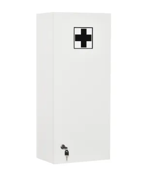 Botiquín de Pared de Primeros Auxilios 5 Niveles con Estantes Ajustables de Vidrio Cerradura Llaves 30x20x70 cm Blanco
