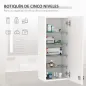 Botiquín de Pared de Primeros Auxilios 5 Niveles con Estantes Ajustables de Vidrio Cerradura Llaves 30x20x70 cm Blanco