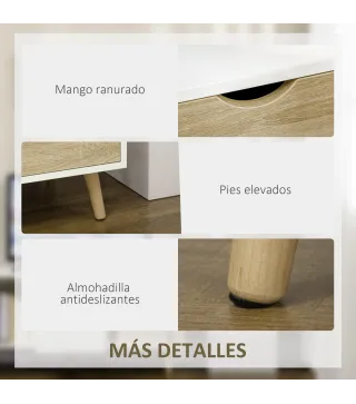 Mueble de TV con Cajón y 2 Puertas para Televisores de hasta 50" 110x40x50 cm Blanco y Madera Natural