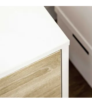 Mueble de TV con Cajón y 2 Puertas para Televisores de hasta 50" 110x40x50 cm Blanco y Madera Natural