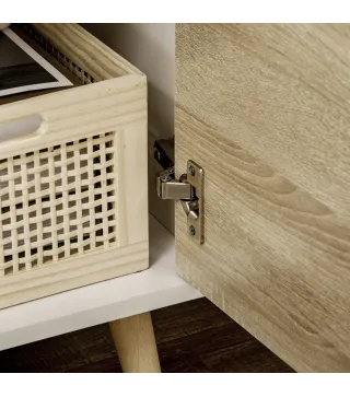Mueble de TV con Cajón y 2 Puertas para Televisores de hasta 50" 110x40x50 cm Blanco y Madera Natural
