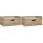 Set de 2 Mesitas de Noche de Pared Mesillas Flotantes con 1 Cajón para Dormitorio Habitación 40x30x19,5 cm Natural