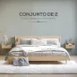 Set de 2 Mesitas de Noche de Pared Mesillas Flotantes con 1 Cajón para Dormitorio Habitación 40x30x19,5 cm Natural