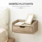Set de 2 Mesitas de Noche de Pared Mesillas Flotantes con 1 Cajón para Dormitorio Habitación 40x30x19,5 cm Natural