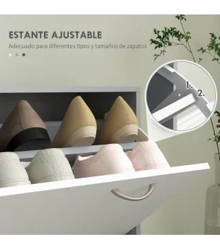 Recibidor de Entrada con Espejo Perchero y Zapatero Mueble de Recibidor de 2 Piezas con Ganchos Estantes y Cajón Gris