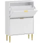Zapatero Estrecho con 2 Puertas Acanaladas con Estantes Ajustables para 12 Pares de Zapatos 60x24x91,5 cm Blanco
