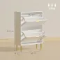 Zapatero Estrecho con 2 Puertas Acanaladas con Estantes Ajustables para 12 Pares de Zapatos 60x24x91,5 cm Blanco