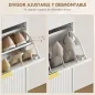 Zapatero Estrecho con 2 Puertas Acanaladas con Estantes Ajustables para 12 Pares de Zapatos 60x24x91,5 cm Blanco