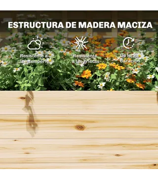 Jardinera con Enrejado y Techo de Madera para Plantas Trepadoras con 2 Estantes Drenaje y Forro 76x43,5x177 cm Natural