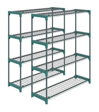 Juego de 2 Soportes para Plantas de 4 Niveles Interior y Exterior Estantes Metálicos con Conectores Fácil Montaje Verde