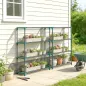 Juego de 2 Soportes para Plantas de 4 Niveles Interior y Exterior Estantes Metálicos con Conectores Fácil Montaje Verde
