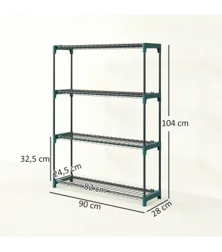 Juego de 2 Soportes para Plantas de 4 Niveles Interior y Exterior Estantes Metálicos con Conectores Fácil Montaje Verde