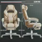 Silla Gamer Reclinable con Altura Ajustable Reposapiés Retráctil Soporte Lumbar y Reposacabezas Desmontable Crema