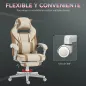 Silla Gamer Reclinable con Altura Ajustable Reposapiés Retráctil Soporte Lumbar y Reposacabezas Desmontable Crema