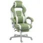 Silla Gamer Reclinable con Altura Ajustable Reposapiés Retráctil Soporte Lumbar y Reposacabezas Desmontable Verde
