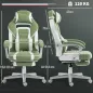 Silla Gamer Reclinable con Altura Ajustable Reposapiés Retráctil Soporte Lumbar y Reposacabezas Desmontable Verde