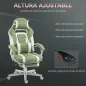 Silla Gamer Reclinable con Altura Ajustable Reposapiés Retráctil Soporte Lumbar y Reposacabezas Desmontable Verde