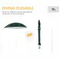 Parasol para Playa 2 en 1 con 2 Paneles Laterales Toldo Portátil Anti-UV con Bolsa de Transporte Ø210x222cm Verde