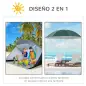 Parasol para Playa 2 en 1 con 2 Paneles Laterales Toldo Portátil Anti-UV con Bolsa de Transporte Ø210x222cm Verde