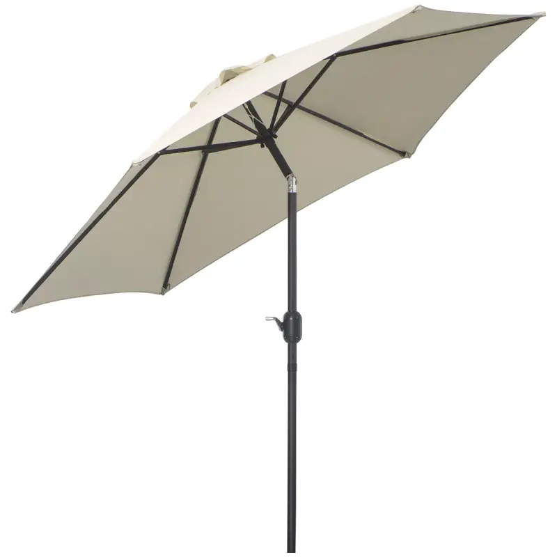 Sombrilla de Jardín, Ø260x235 cm, Parasol de Jardín Reclinable con Manivela, Poste Desmontable de Aluminio y 6 Varillas de Metal Sombrilla de Jardín, Ø260x235 cm, Parasol de Jardín Reclinable con Manivela, Poste Desmontable de Aluminio y 6 Varillas de Metal