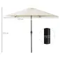 Sombrilla de Jardín, Ø260x235 cm, Parasol de Jardín Reclinable con Manivela, Poste Desmontable de Aluminio y 6 Varillas de Metal