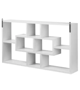 Estante de Pared Decorativo, Estantería para Libro, CDs, Baldas Flotantes con 8 Cubos, 85x14,5x47,5 cm, Carga 20kg, para Oficina